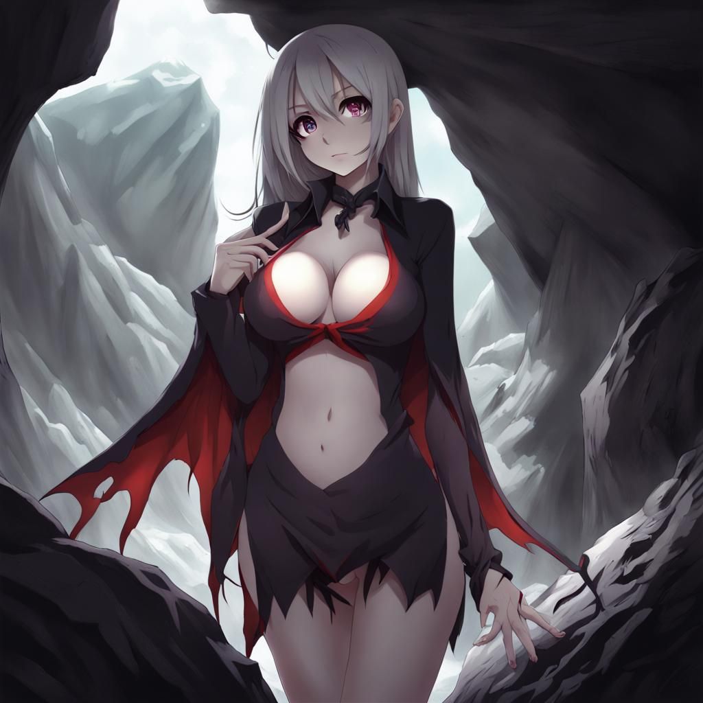 Anime Vampire Girl in Cave, Manga Style