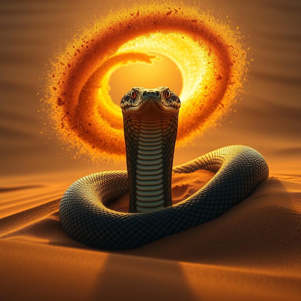 Hyperrealistic Viper Rises from Desert Sand
