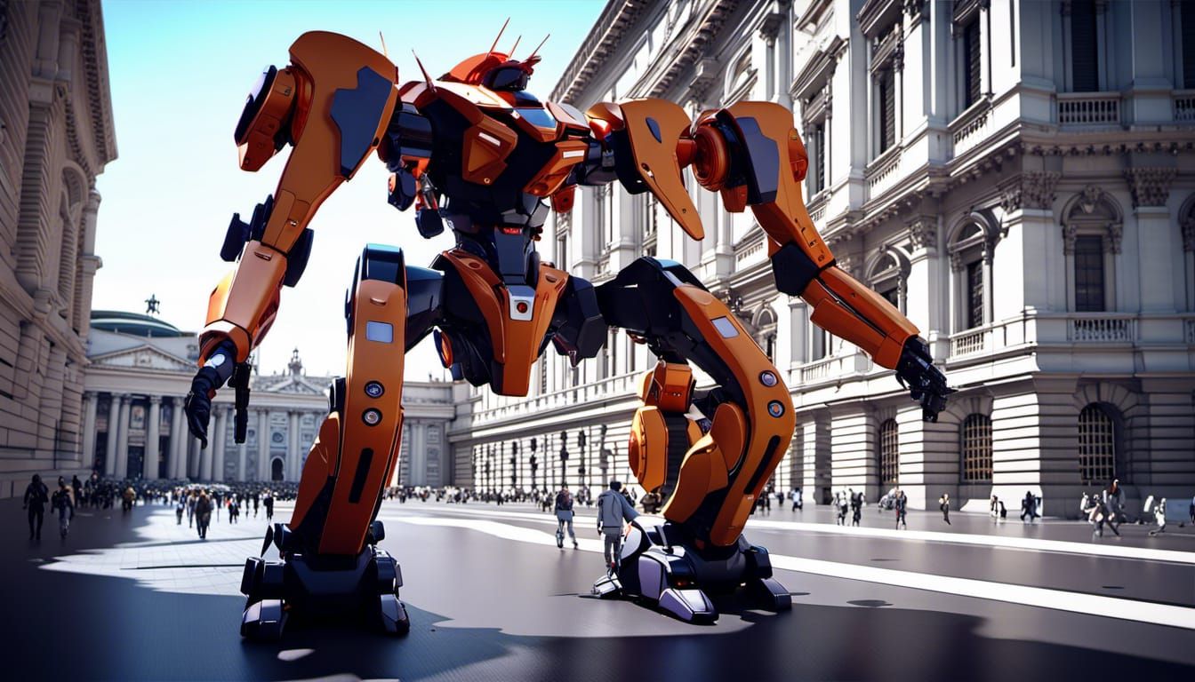 Eva01 Mecha Robot in Vatican City, Sci-Fi Art