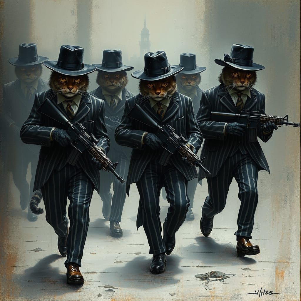 Feline Gangsters in Noir Style
