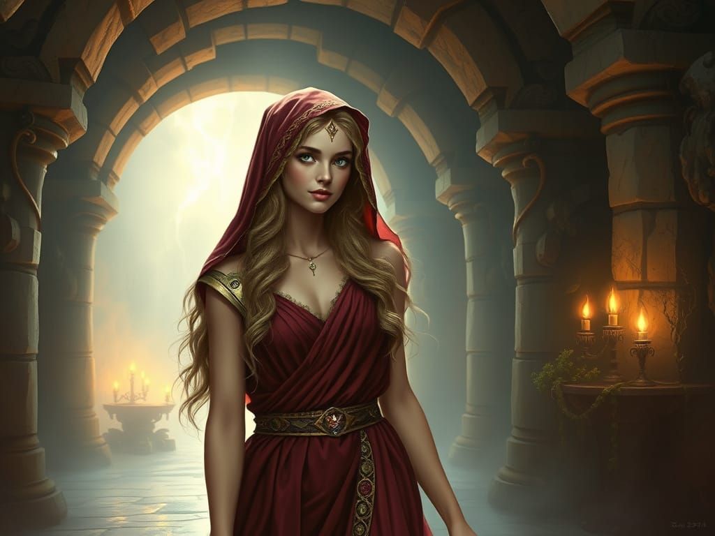 Ethereal Princess Walks into a Mystic Dungeon in Ancient Rom...