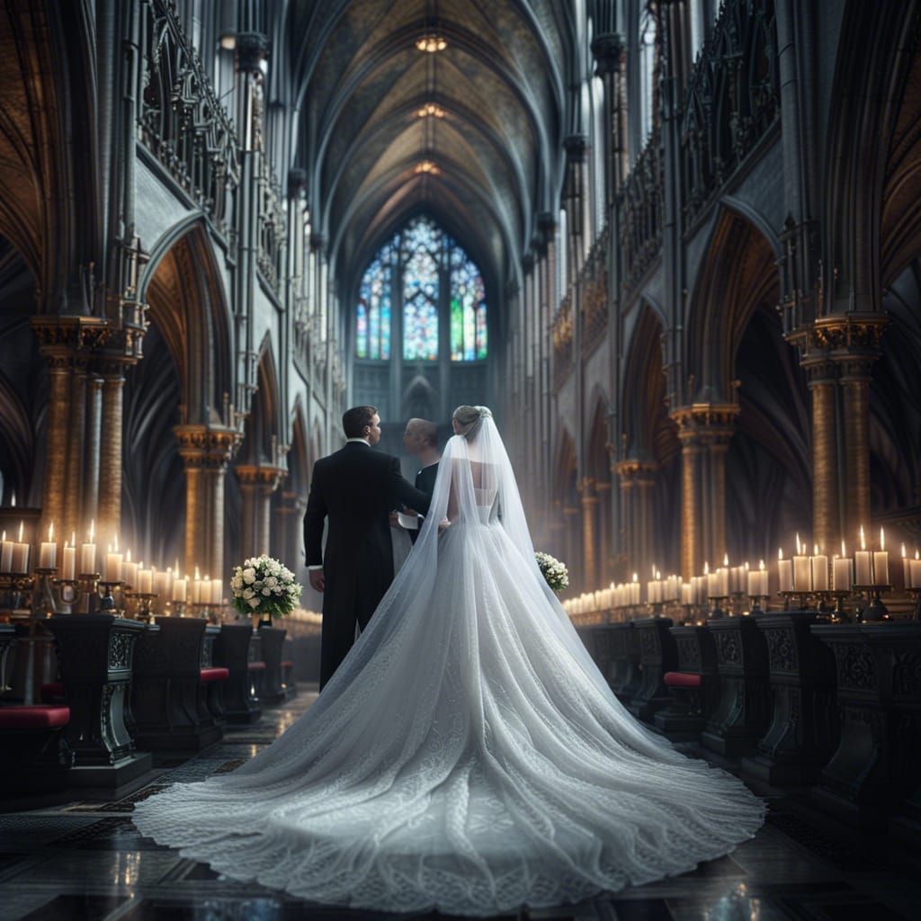 Gothic Wedding at Notre Dame Cathedral: Digital Matte Painti...