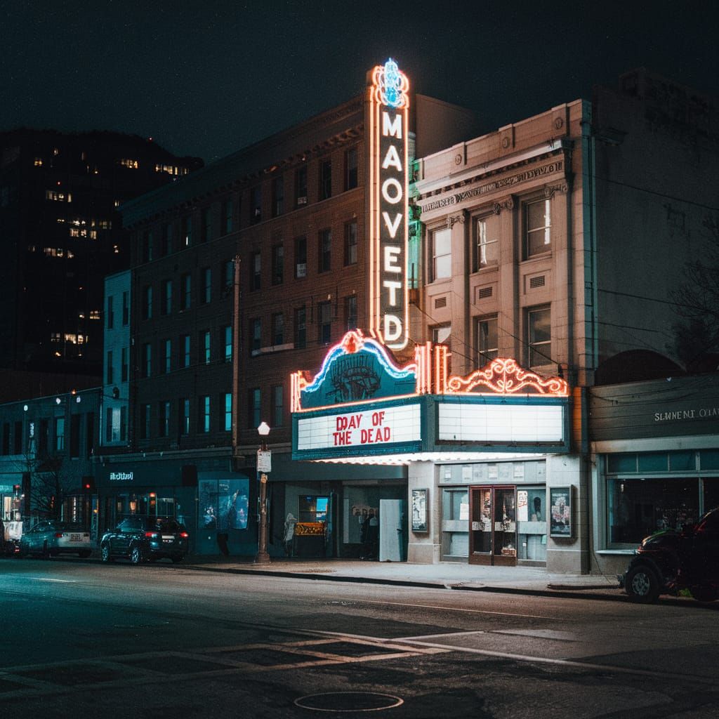 Night City Movie Theater Showing Day of the Dead