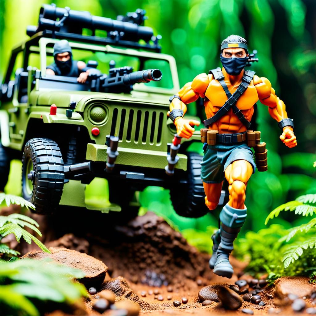 Barbarian Ninja Action Figure in Jungle Scene
