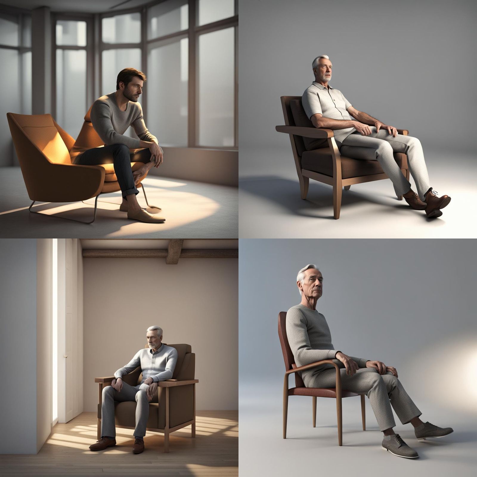 Man Sitting in Chair Rendered with V-Ray