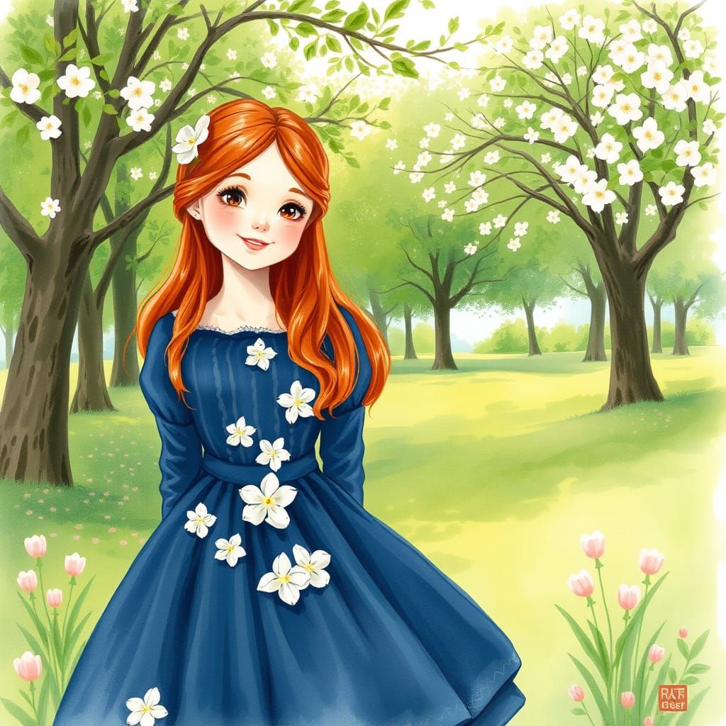 Gentle Spring Beauty in Watercolor Style