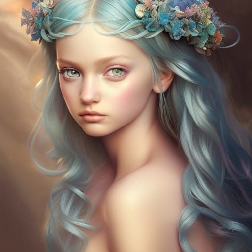 Hyperrealistic Mermaid Princess Portrait in Digital Art Styl...