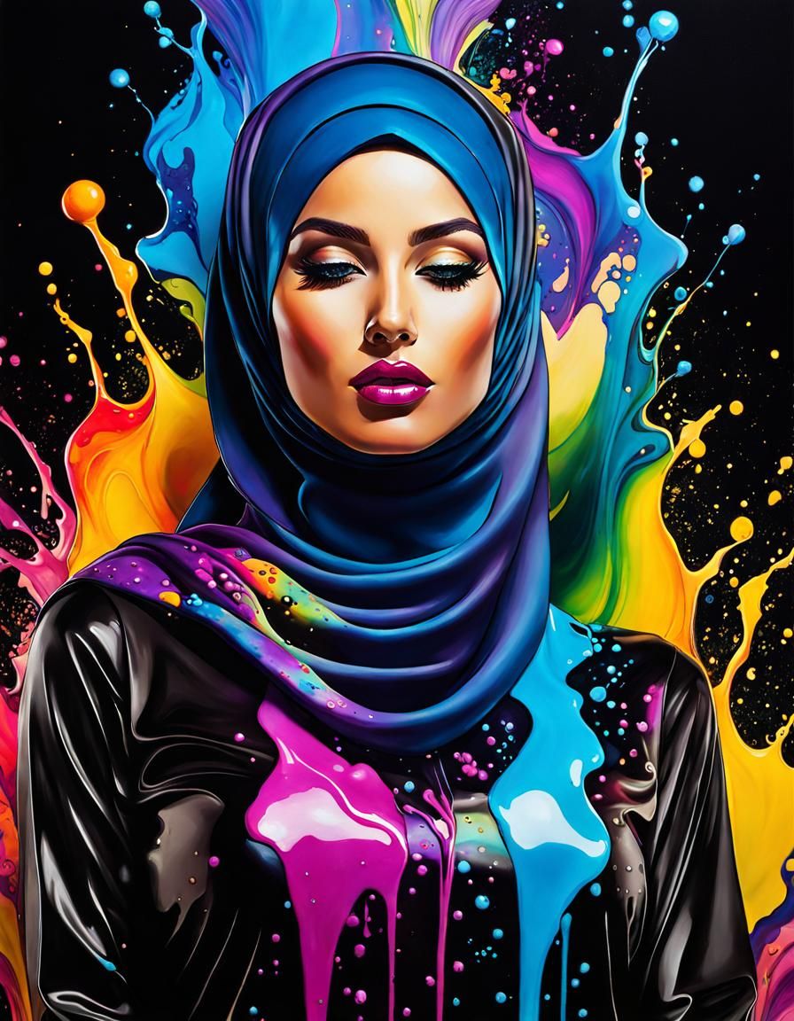 Psychedelic Smokey Woman Portrait in Alcohol Ink Style