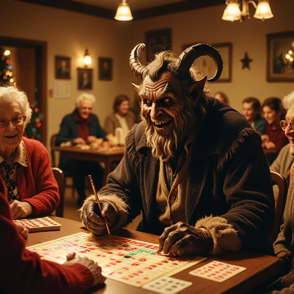 Krampus's Bingo Night: A Festive Film Still