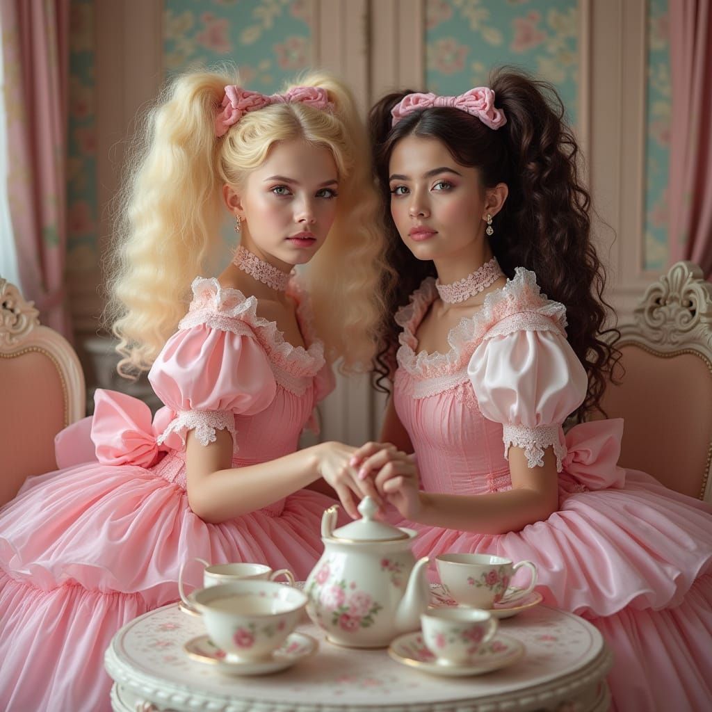 Rococo Sissies Enjoy Tea in Pastel Paradise