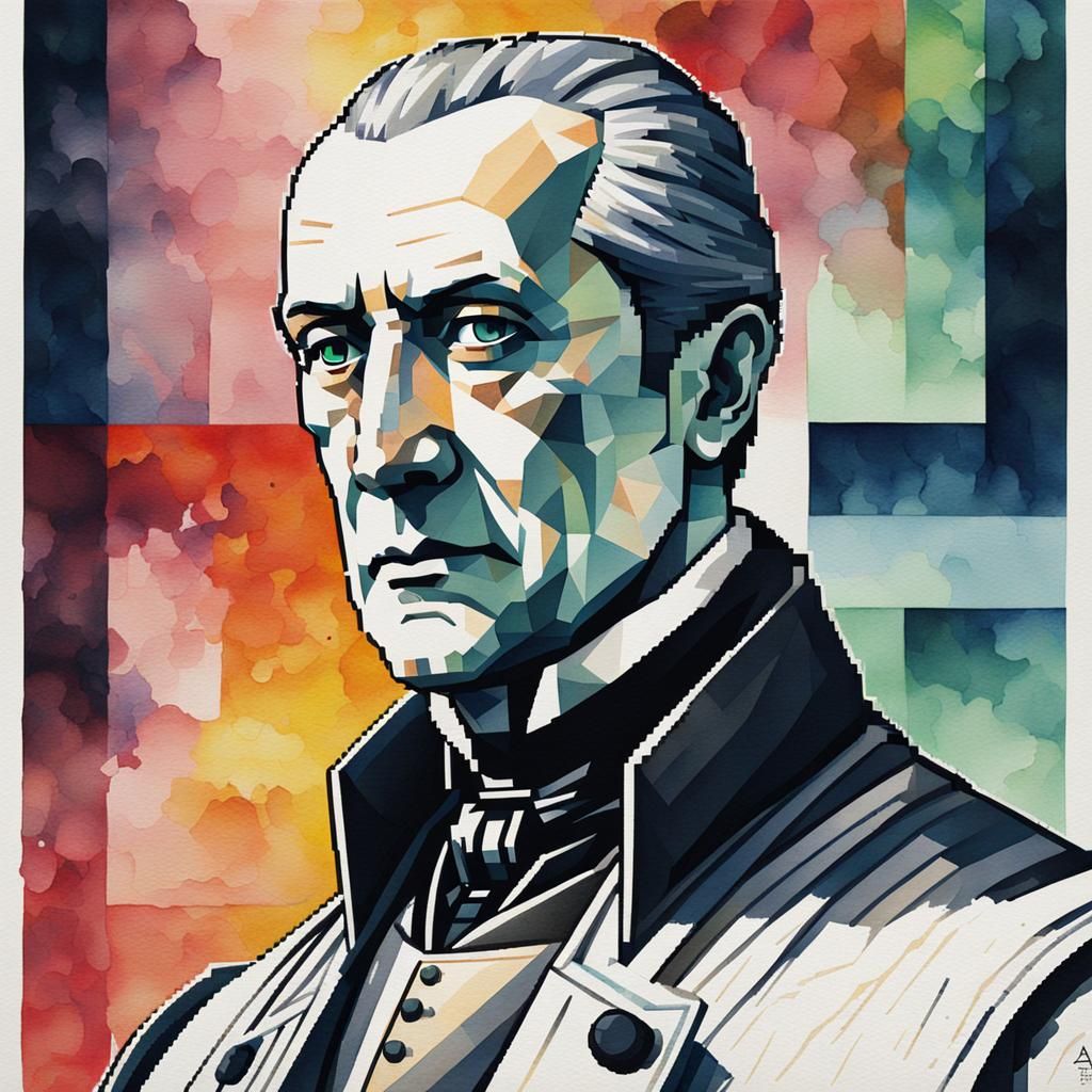 Alessandro Volta Portrait in Cubism Pixel Art Style