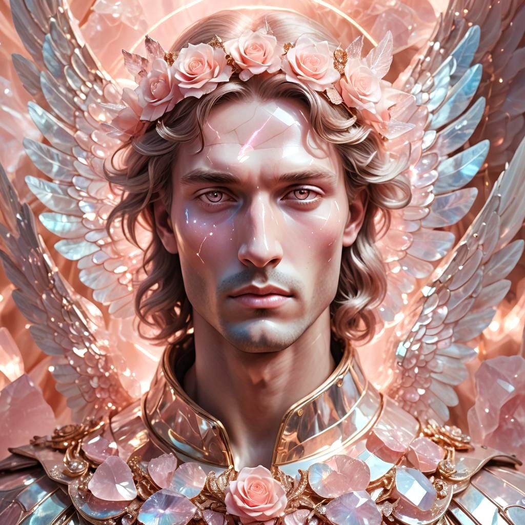 Archangel Michael with Rose Quartz Wings