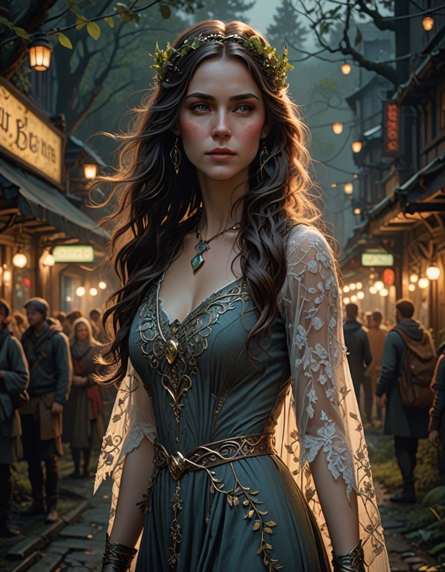 Ethereal Elven Goddess in Mystical Forest