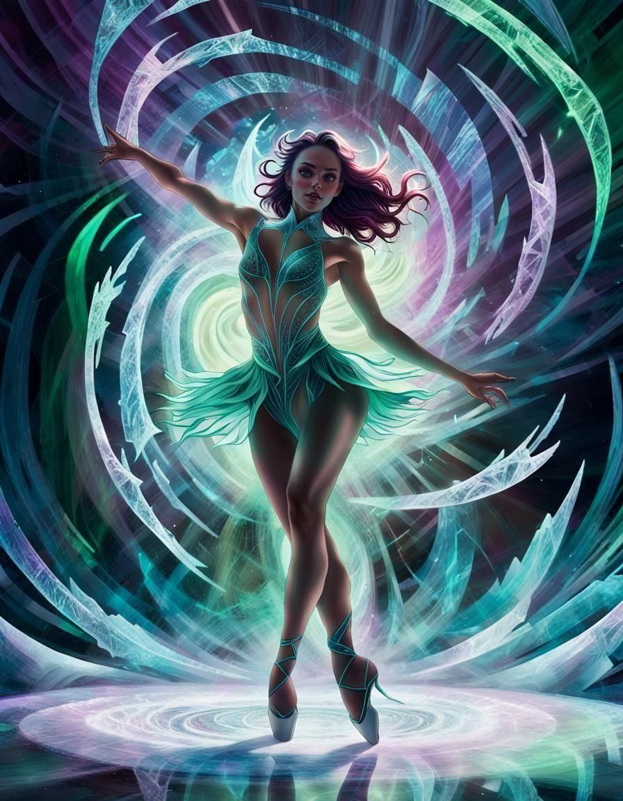 Dark Fantasy Ice Dancer in Cosmic Style