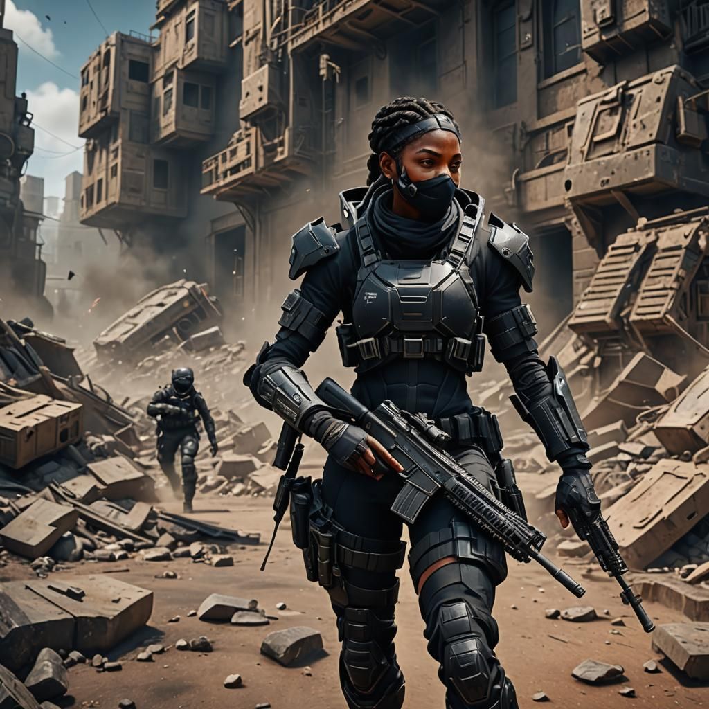 Black Ops Woman: Detailed Fantasy Concept Art