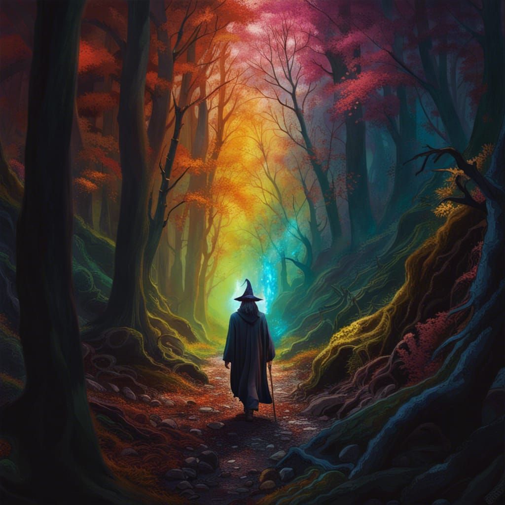 Wizard in Dark Forest Concept Art