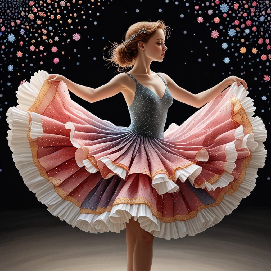 Beautiful Woman Dancing in Art Deco Watercolor