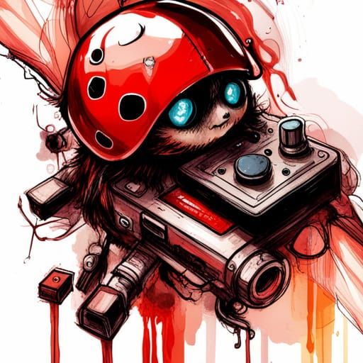 Adorable Ladybug Immersed in Video Games
