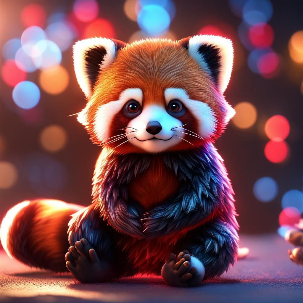Glass Red Panda CGI Fantasy Masterpiece