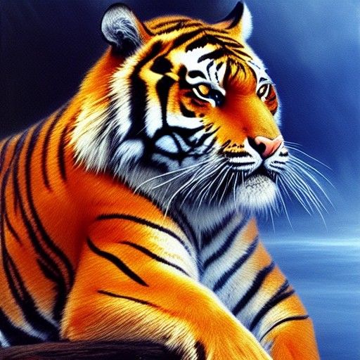 Fiery Tiger Glimpse: A Gurney-esque Oil Painting