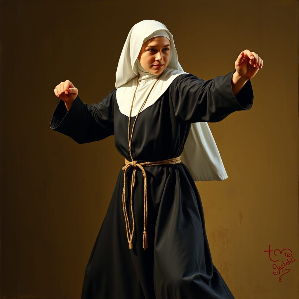 Catholic Nun Embodies Strength and Devotion with Nunchaku
