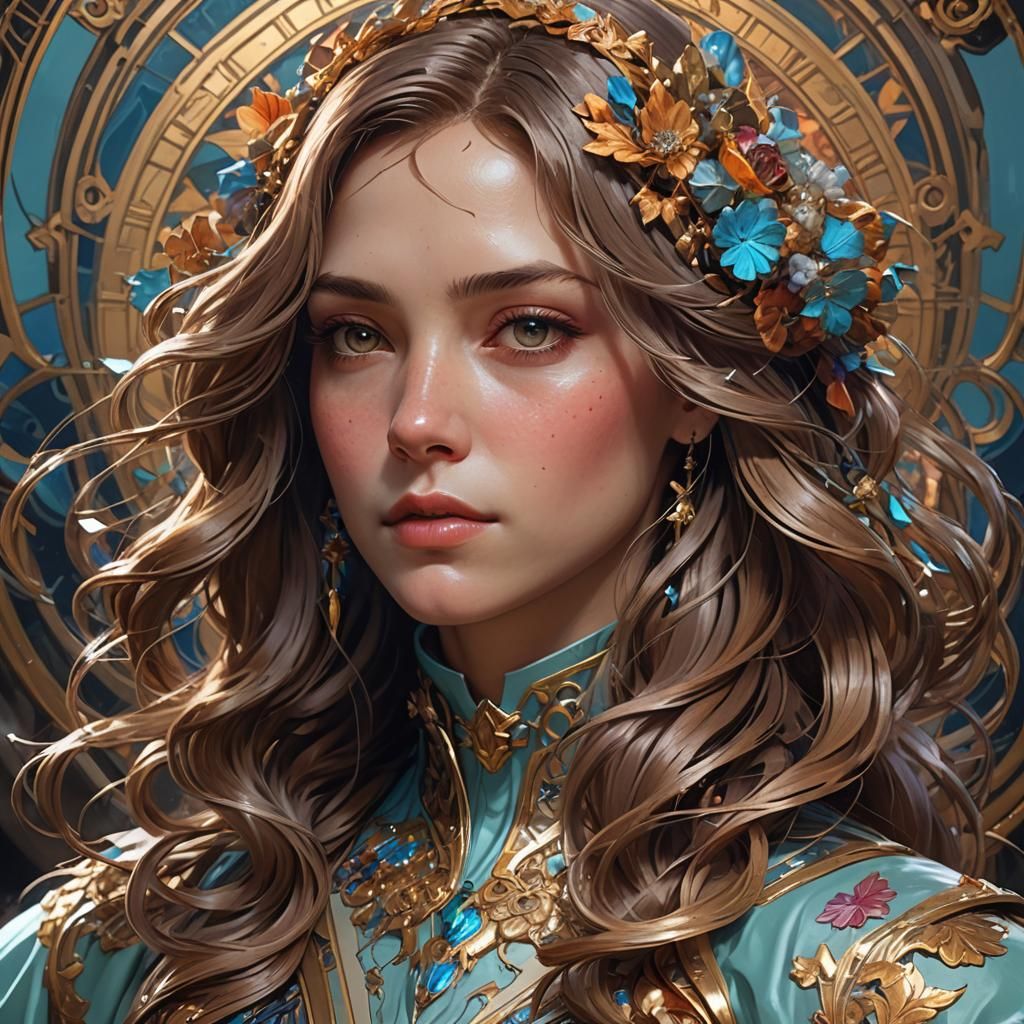 Detailed Portrait with Dynamic Lighting, Digital Art