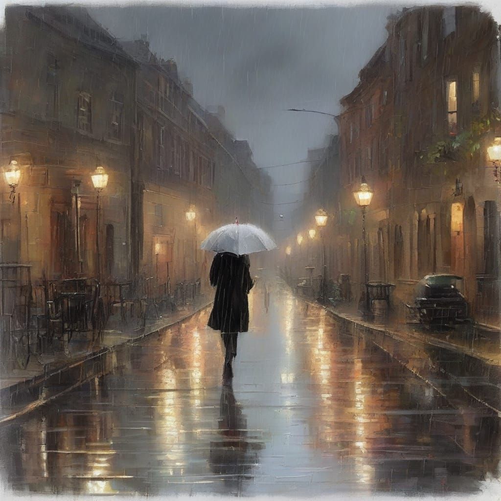 Whimsical Night Sky Raining Heavily