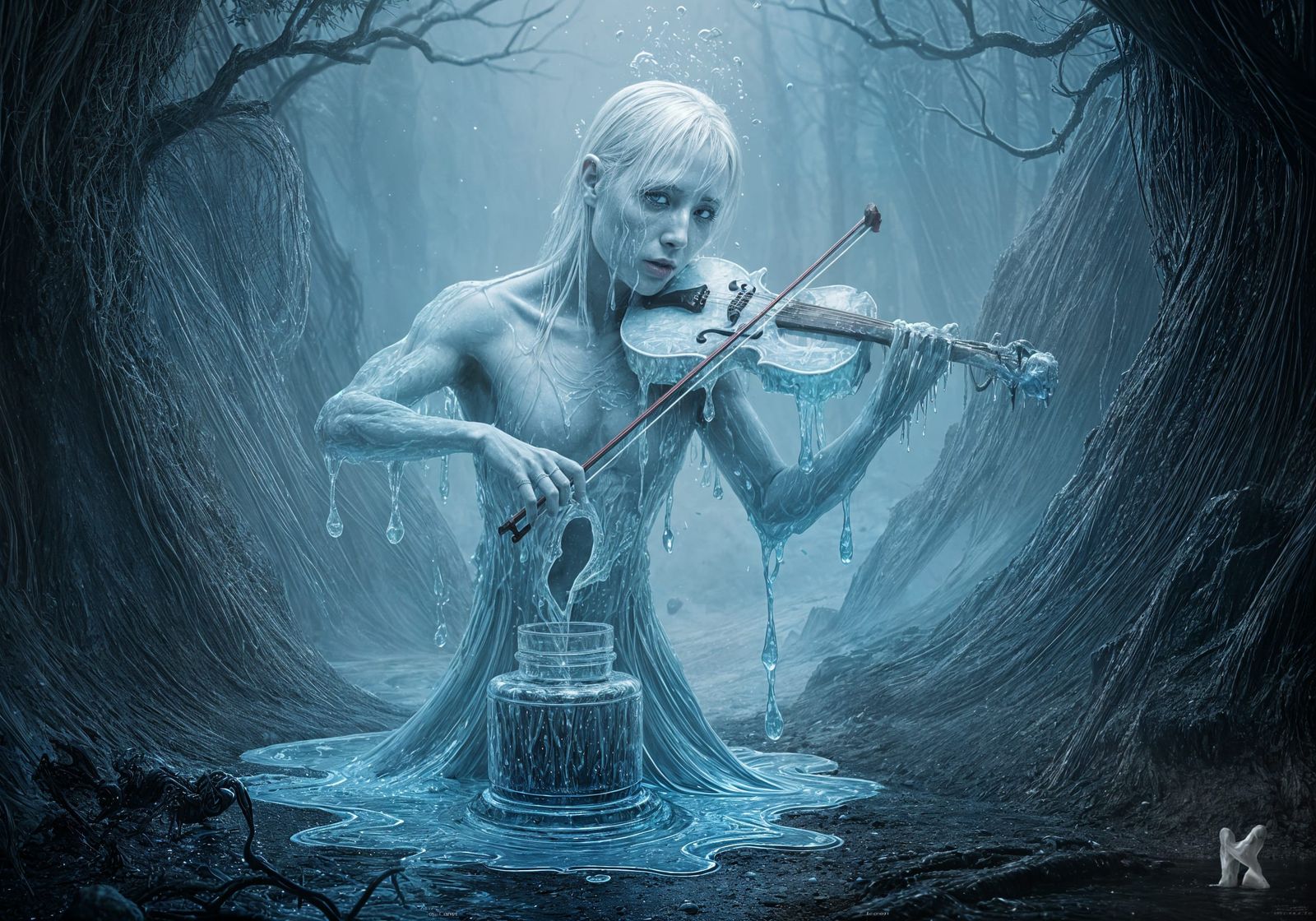 Melting Ghost Violinist in Ethereal Liquid Form