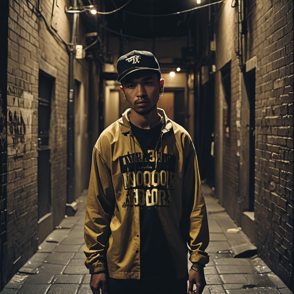 Gang Member in Alleyway: Cinematic Film Still