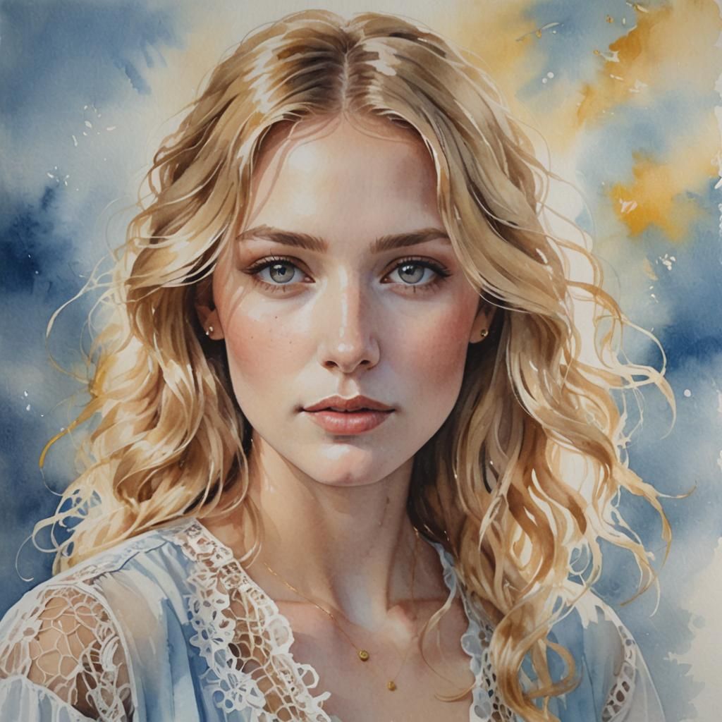 Bohemian Woman in Watercolor Impressionist Style