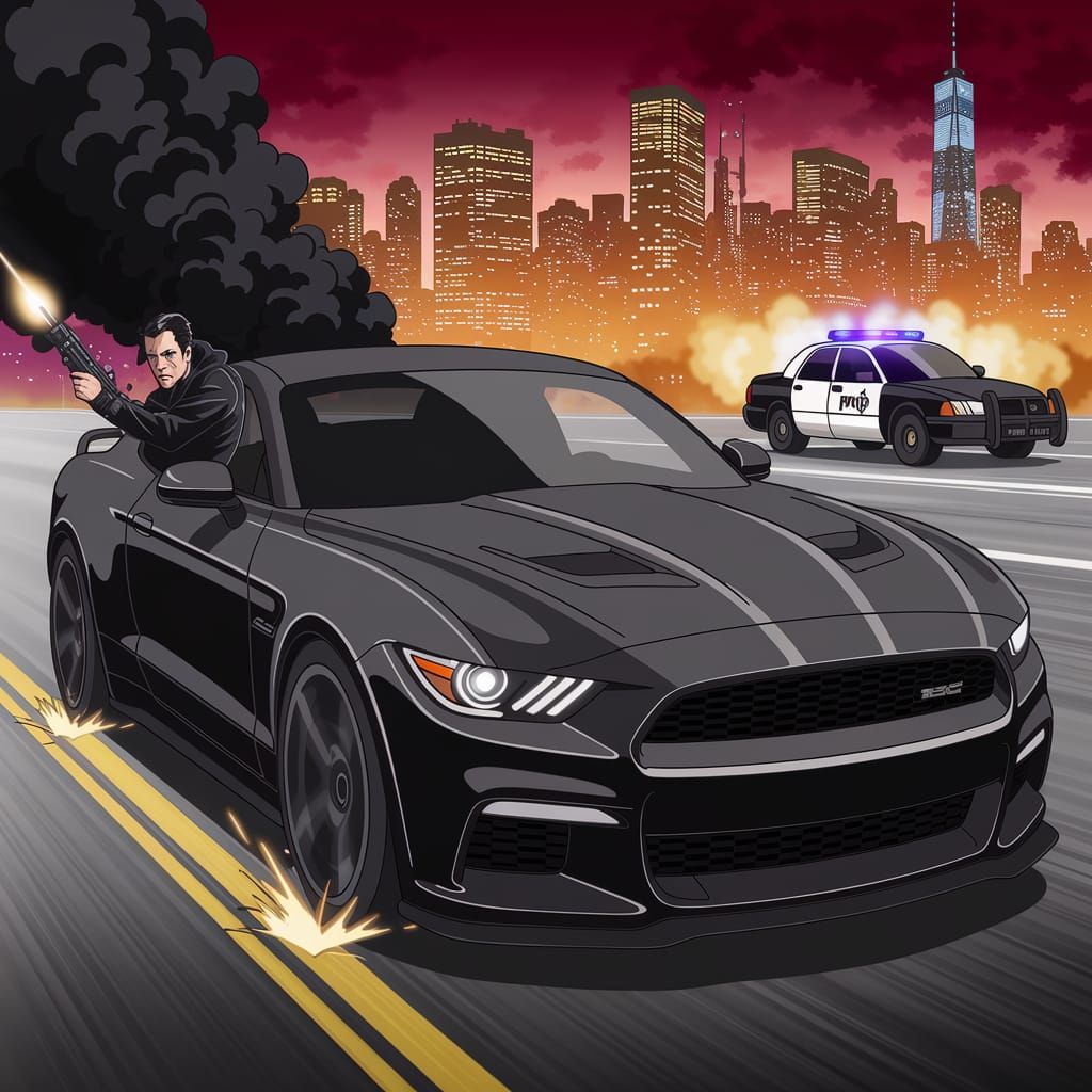Anime-Style Dodge Hellcat Speeds Through City Streets in Hig...