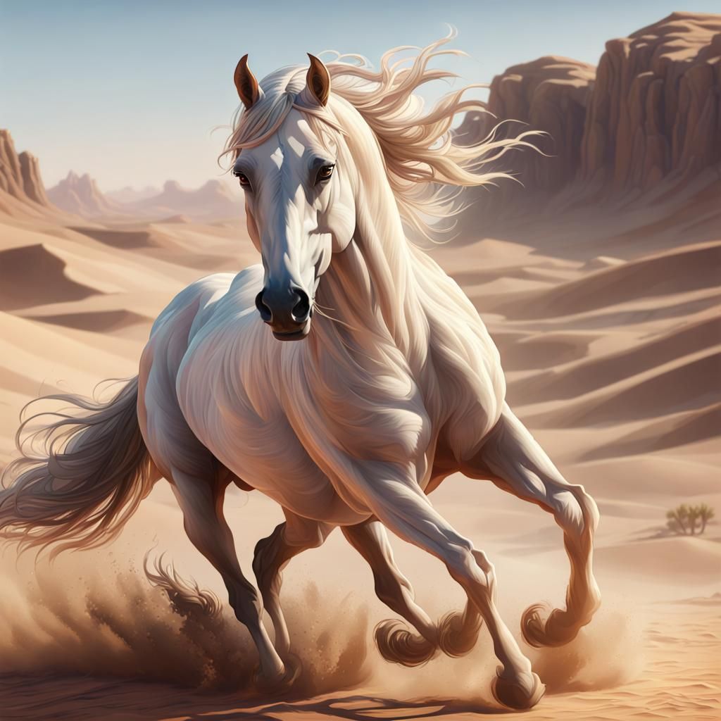 Arabian Horse Portrait in Desert Landscape