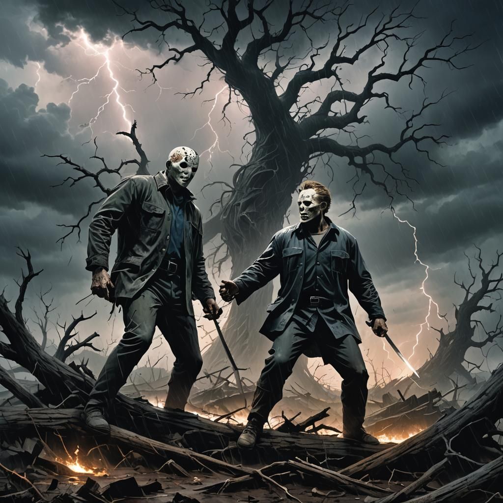 Jason Voorhees vs Michael Myers in Dark Fantasy