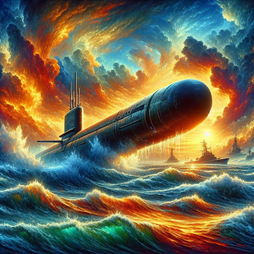 Nuclear Submarine Launches Torpedo: Fantasy Concept Art