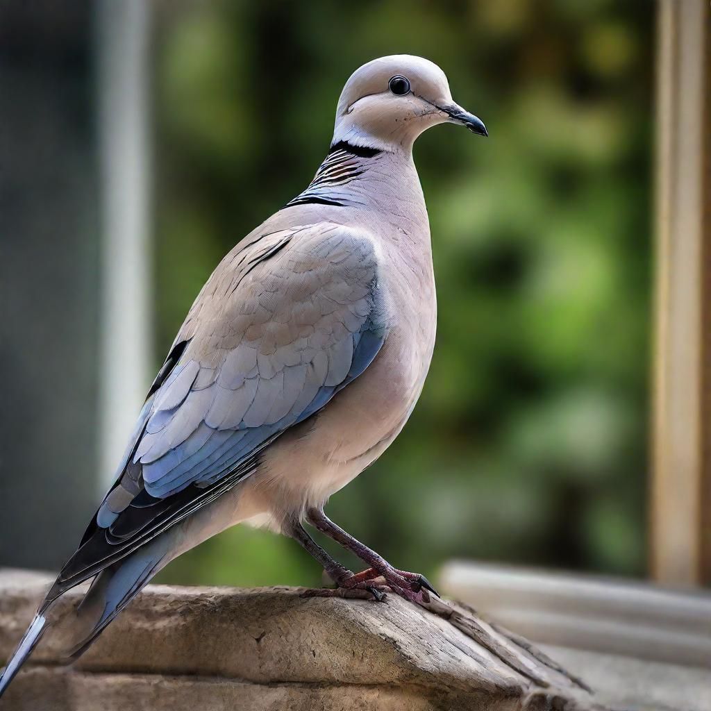Eurasian Collared Dove in Window, Hyperrealistic Style