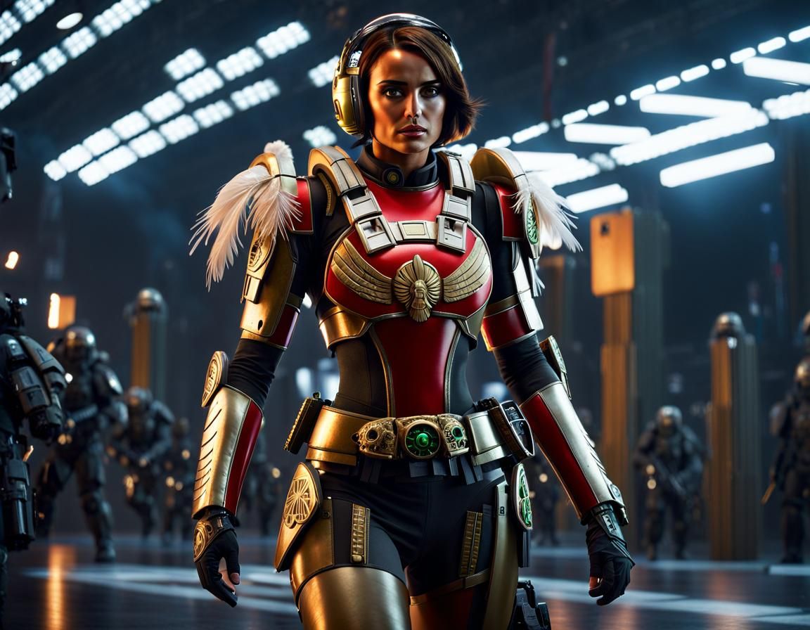 Female Space Marine with Aztec Armor in Warhammer 40k