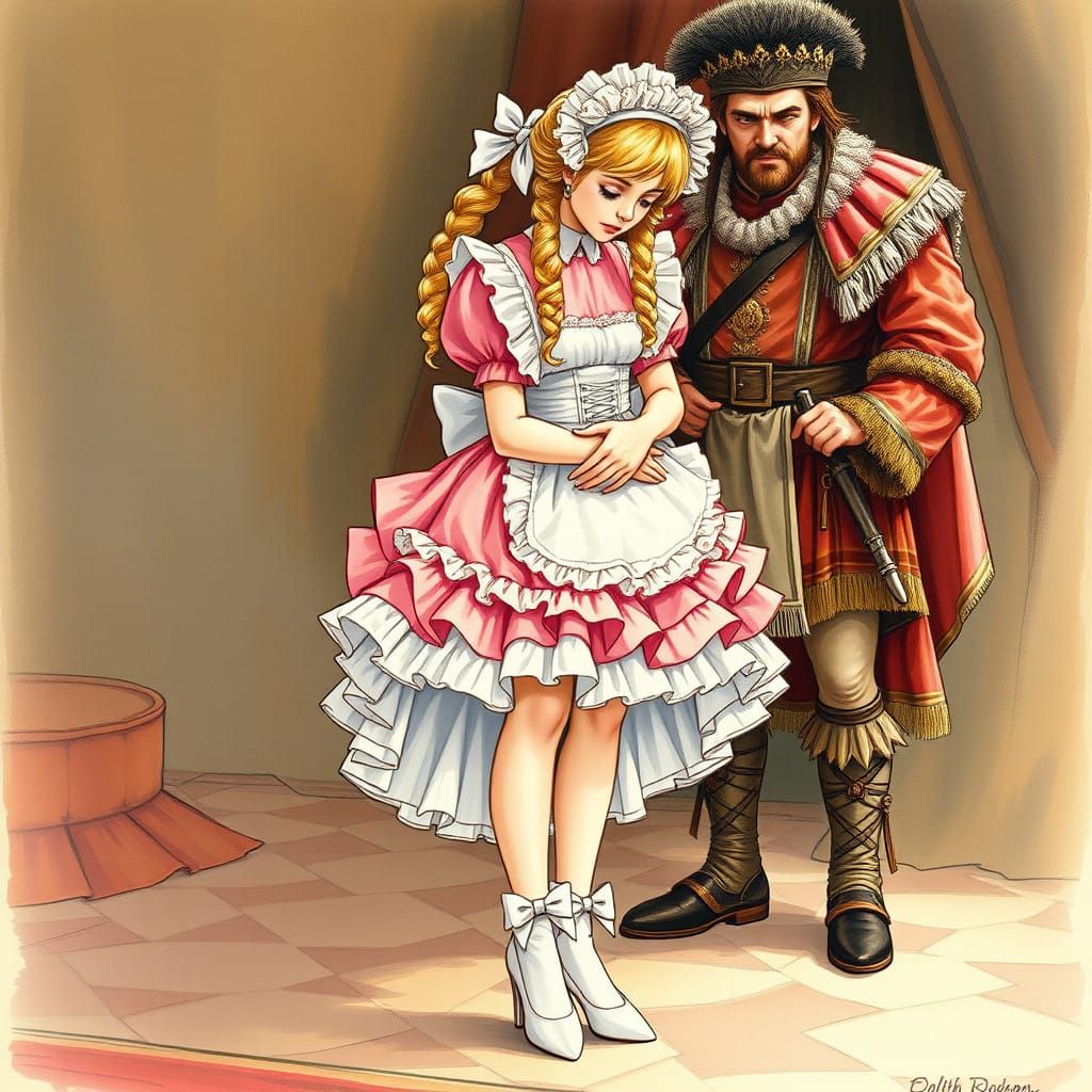 Elegant French Maid in Regal Submission