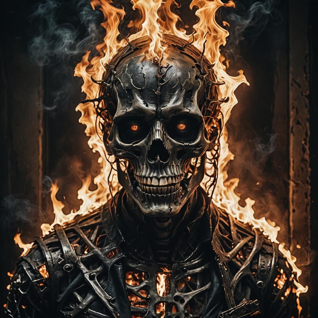 Ominous Portrait: Skeleton Suit in Hellfire