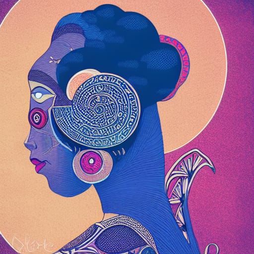 Tribal Lady in Art Nouveau Expressionism