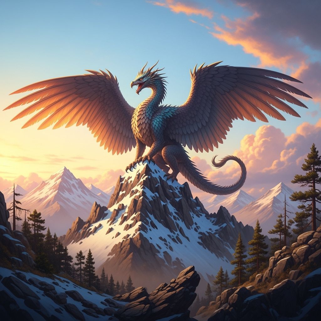 Dragon-Kirin Perched Atop Mountain Peak