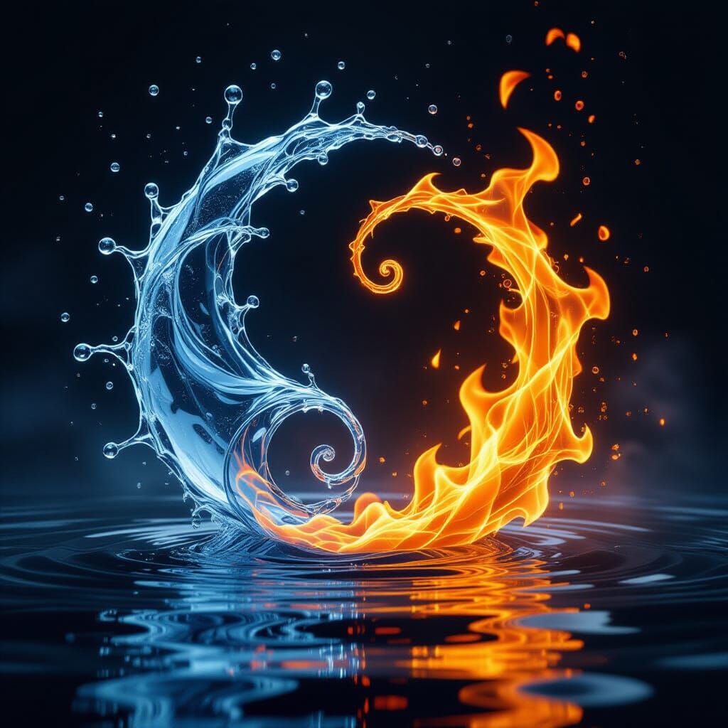 Yin Yang Symbols of Water and Fire