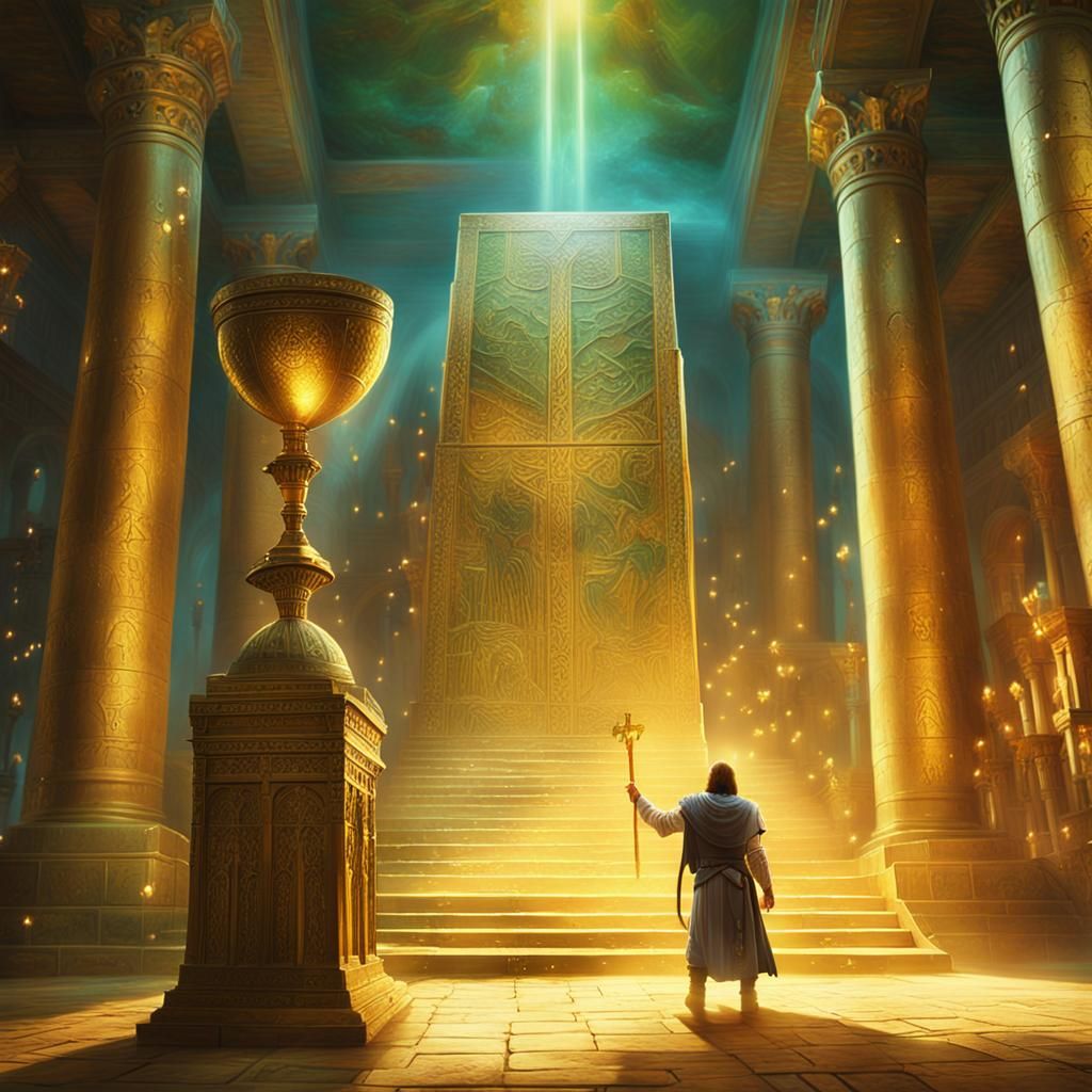 Grail Knight Reaches for Ark in Ancient Temple