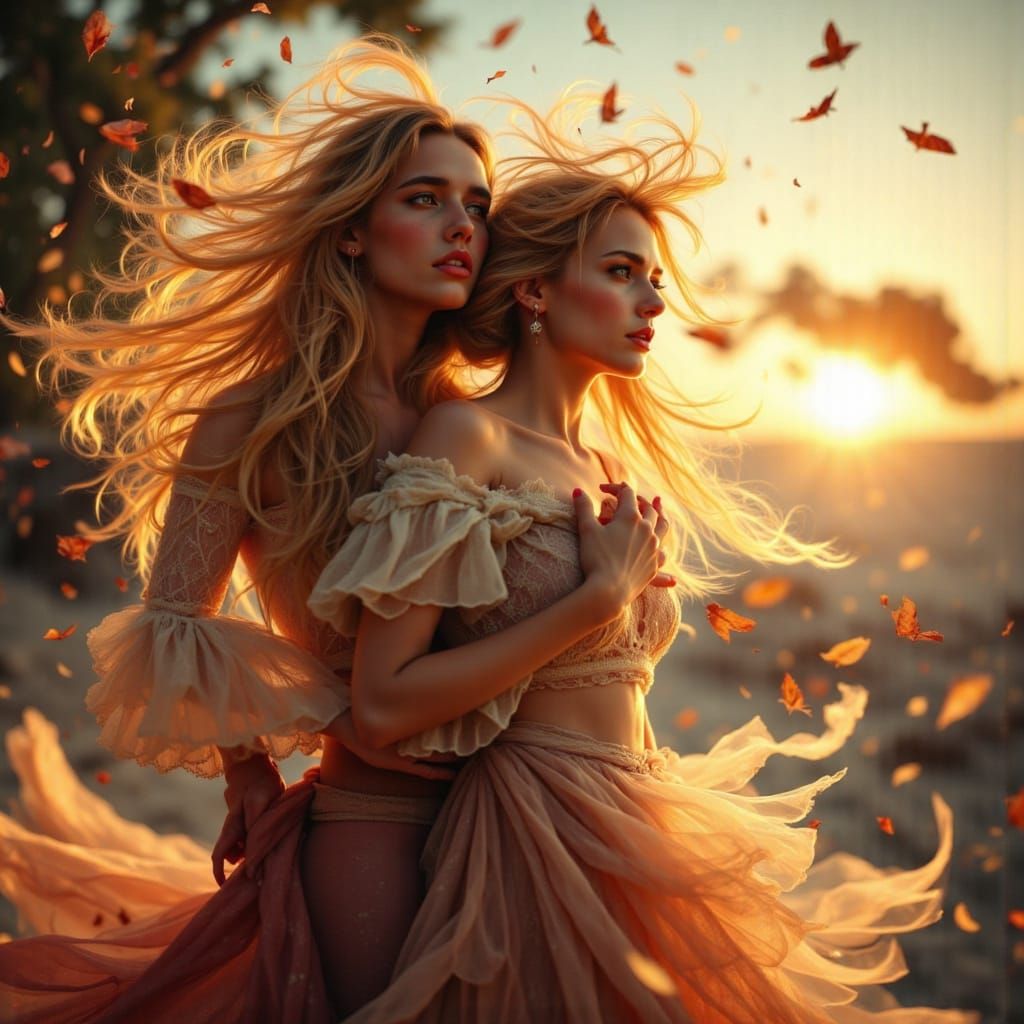 Ethereal Couple Lost in Nostalgic Moment