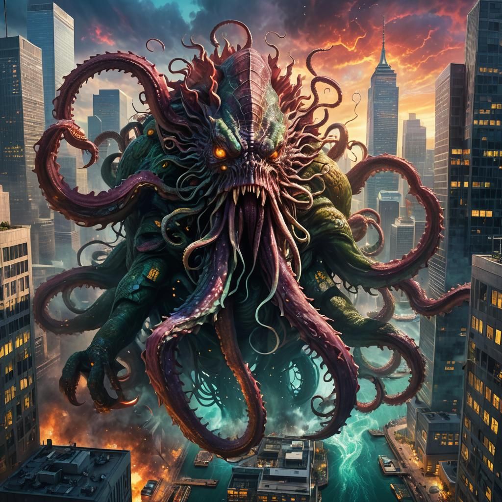 Kraken Destroys City in Hyper-Realistic Concept Art
