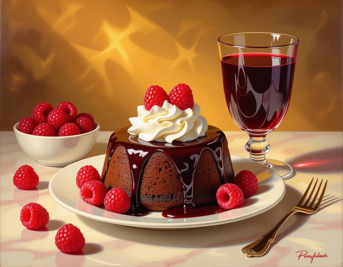 Decadent Lava Cake Still Life Painting