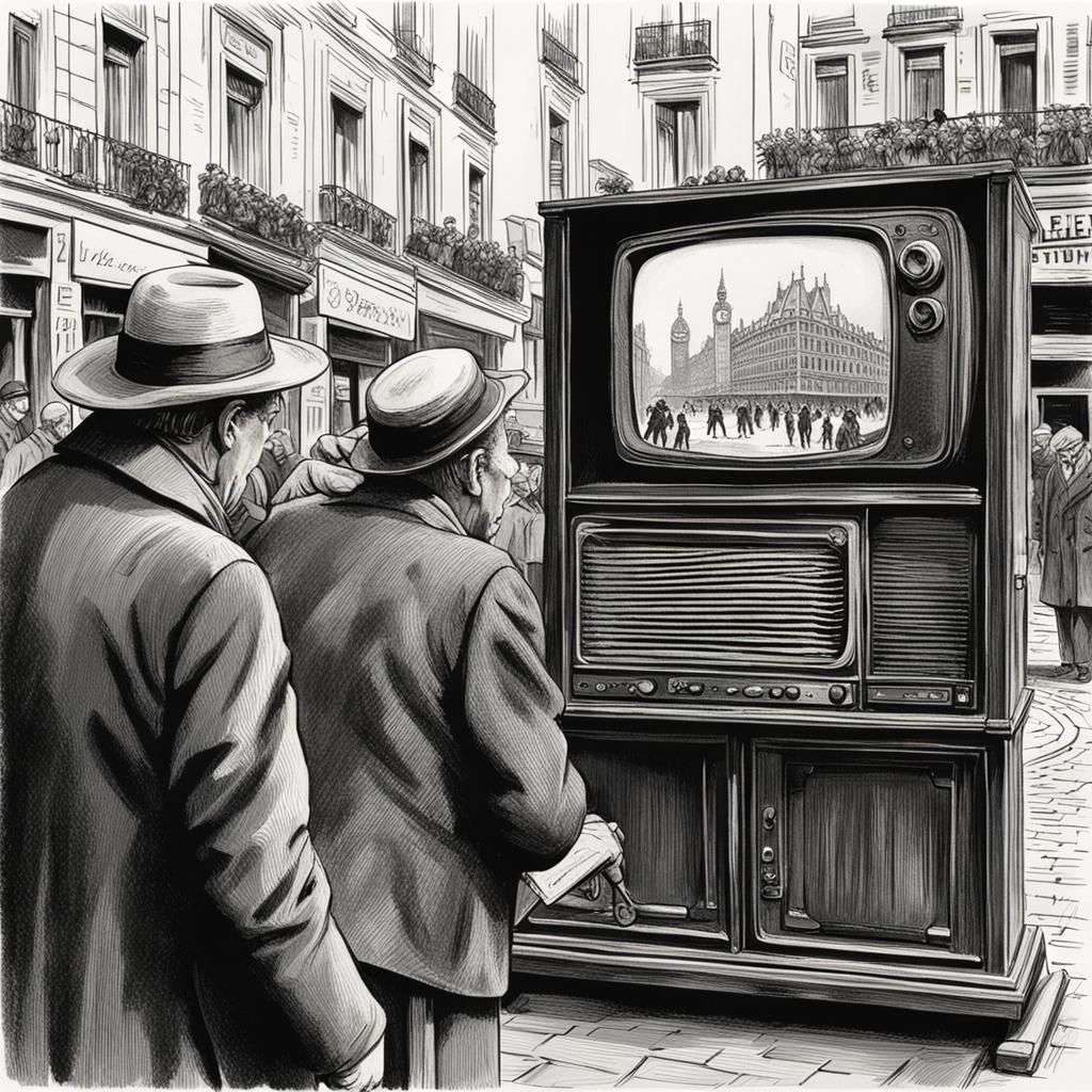 Actors with TV Heads Perform on Television