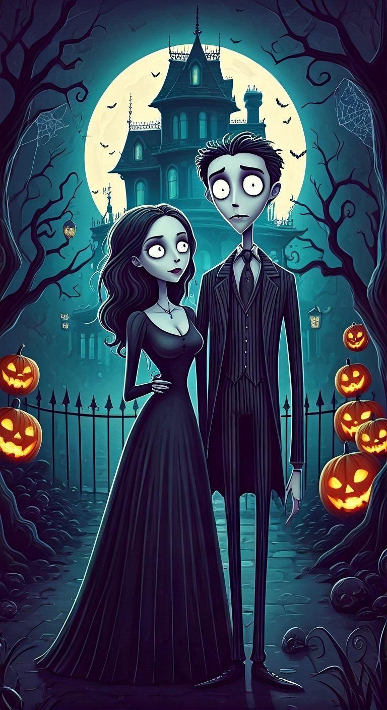 Tim Burton Style Couple Celebrate Halloween