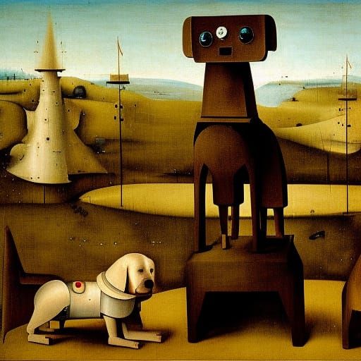 Robot Dog in Style of Hieronymus Bosch