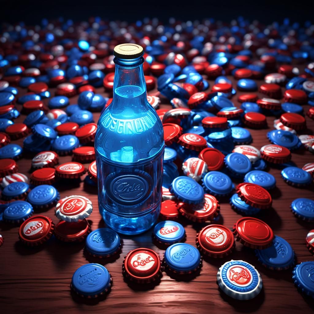 Glowing Neon Soda Bottle Still Life in 3D