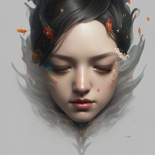 Hyperdetailed Koi Siren Portrait